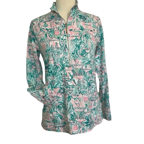 Lilly Pulitzer Tops - Lilly Pulitzer UPF 50+ Skipper "Agate Green" Print Popover Pullover, size Small
